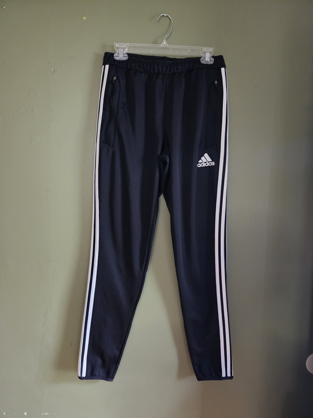 Adidas Mens Black Track Pants with White Stripes
